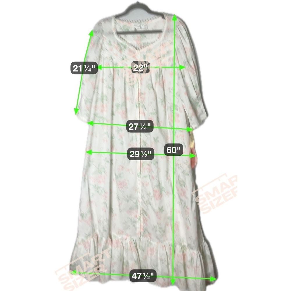 Eileen West for Queen Anne's Lace Floral Nightgown Prairie Lace Trim Ruffle Maxi - Picture 9 of 13